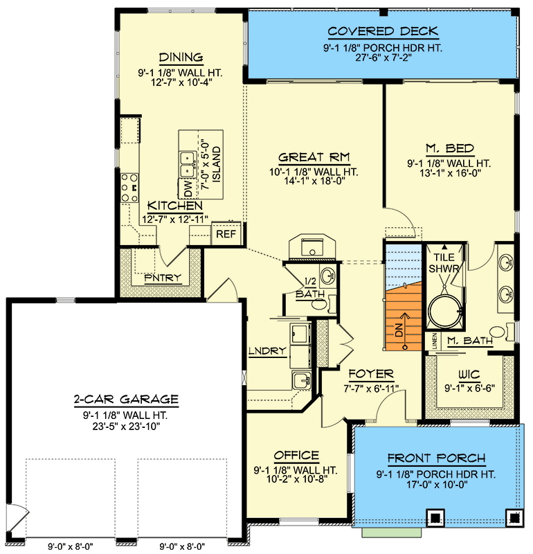 Plan 135339GRA: 1-Bed Rustic Mountain House Plan with Optional Lower Level - 1484 Sq Ft - Floor Plan - Main Level - Cabin, Cottage, Country, Mountain, Rustic, Vacation