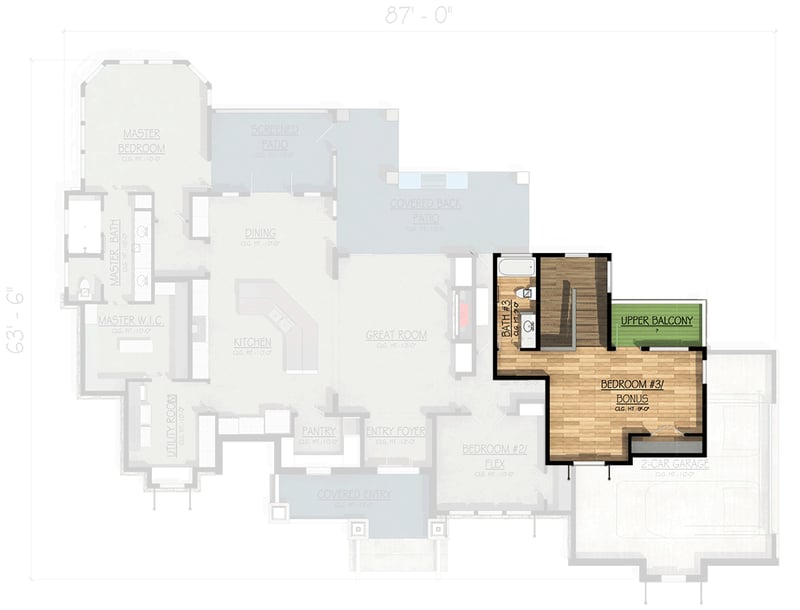 Plan 307742RAD: Country House Plan with Screened Porch and Outdoor Kitchen - 2542 Sq Ft - Floor Plan - 2nd Floor - Craftsman, Hill Country, Mountain