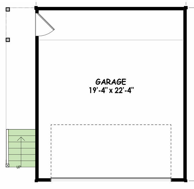 Plan 100345GHR: ADU Plan: 2-Car Garage with 2nd Floor Studio Apartment Apartment - 460 Sq Ft - Floor Plan - Main Level - Carriage, New American, Traditional