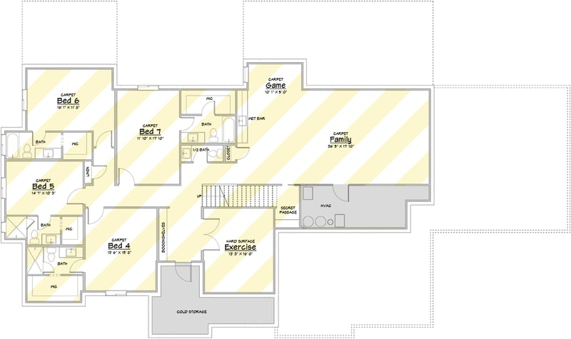 Plan 910109WHD: 3-Bed New American House Plan with Study and Seasonal Room - 4859 Sq Ft - Floor Plan - Optional Lower Level - Craftsman, New American