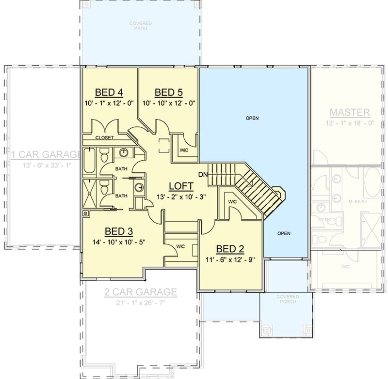 Plan 910112WHD: 5-Bed Craftsman Northwest House Plan with Library or Study - 3100 Sq Ft - Floor Plan - 2nd Floor - Craftsman, Northwest