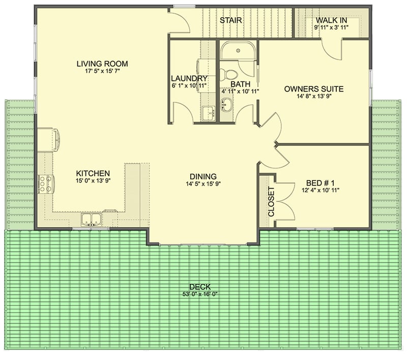 Plan 61609UT: Two-Story Garage Plan with Second Level Apartment Space - 1360 Sq Ft - Floor Plan - 2nd Floor - Carriage, Traditional
