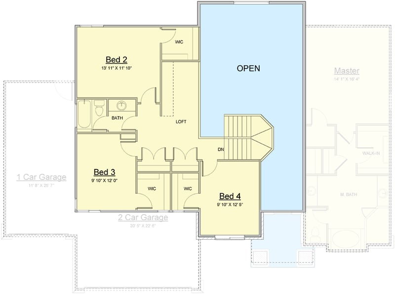 Plan 910116WHD: Spacious 4-Bedroom House Plan with Loft and Den - Floor Plan - 2nd Floor - Traditional