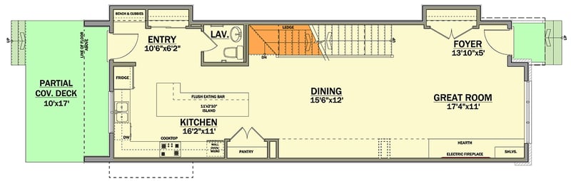 Plan 81863AB: Narrow 3-Bed Modern House Plan Under 2000 Sq Ft with Optional Lower Level - Floor Plan - Main Level - Contemporary, Modern