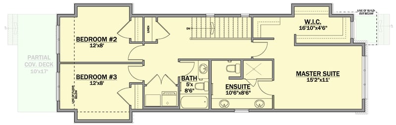 Plan 81863AB: Narrow 3-Bed Modern House Plan Under 2000 Sq Ft with Optional Lower Level - Floor Plan - 2nd Floor - Contemporary, Modern