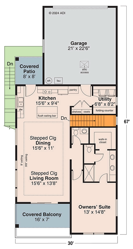 Plan 720093DA: 3-Bed Prairie-Style House Plan with Lower Level Living - 2045 Sq Ft - Floor Plan - Main Level - Prairie, Ranch, Traditional