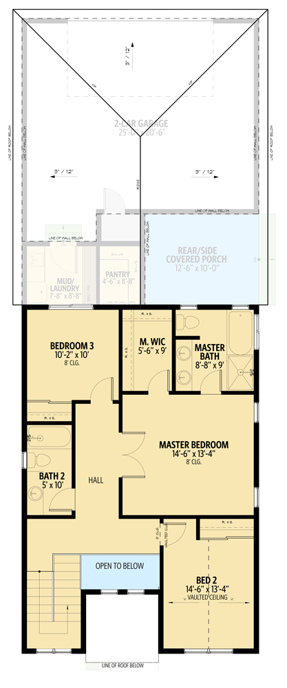 Plan 666297RAF: 3 or 4-Bed Contemporary House Plan with Flex Guest Room - 1897 Sq Ft - Floor Plan - 2nd Floor - Contemporary, New American, Northwest