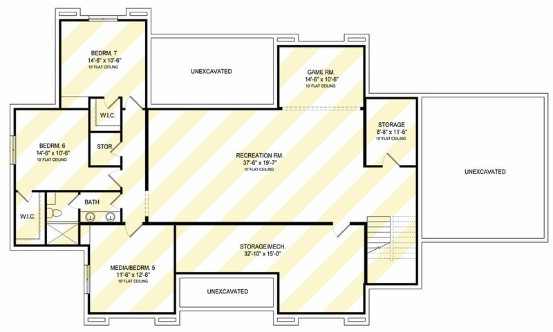 Plan 493031GNT: 4-Bed Transitional House Plan with Unfinished Bonus Room Above Garage - 3744 Sq Ft - Floor Plan - Optional Lower Level - European, Transitional
