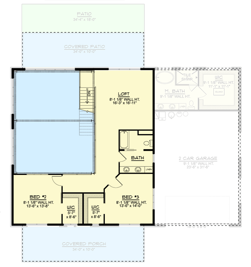 Plan 135344GRA: 3-Bed Modern Mountain House Plan with 2-Story Great Room - 3147 Sq Ft - Floor Plan - 2nd Floor - Contemporary, Modern