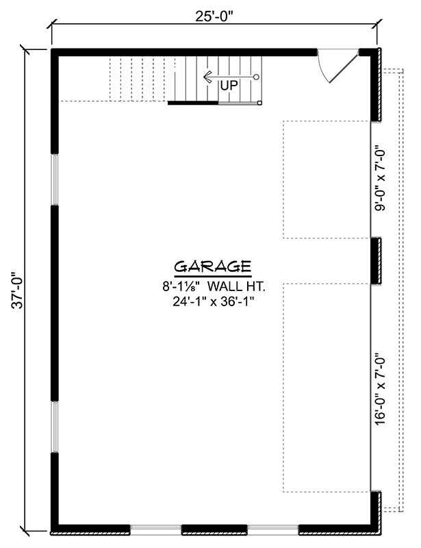 Plan 135350GRA: Two-Story Carriage House Plan with Upstairs Living - 870 Sq Ft - Floor Plan - Main Level - Carriage, Mountain