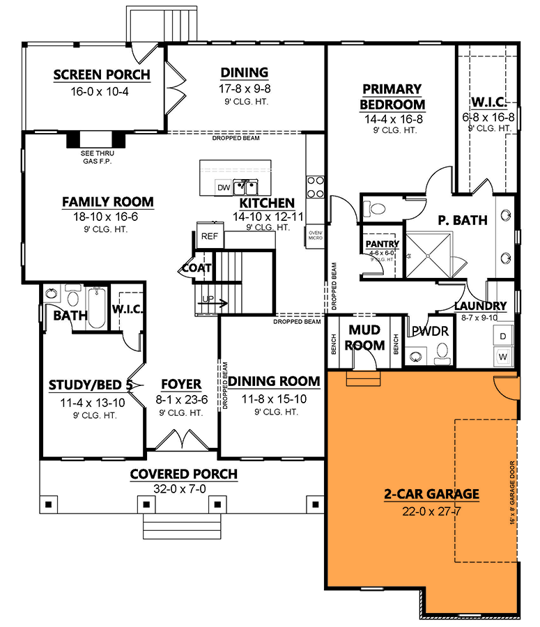 Plan 260031RVC: 5-Bedroom New American Craftsman House Plan Second Level Loft - 3432 Sq Ft - Floor Plan - Optional 2-Car Side Garage ($ Paid Option) - Craftsman, New American