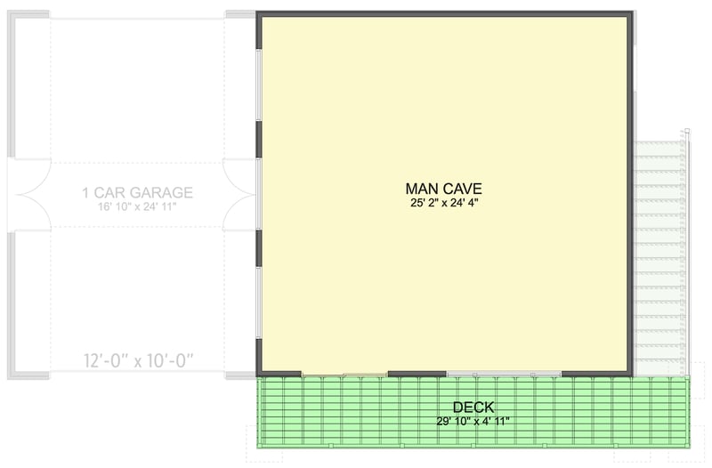 Plan 61622UT: 3-Car Contemporary Garage Plan with Upstairs Flex Room - 645 Sq Ft - Floor Plan - 2nd Floor - Contemporary