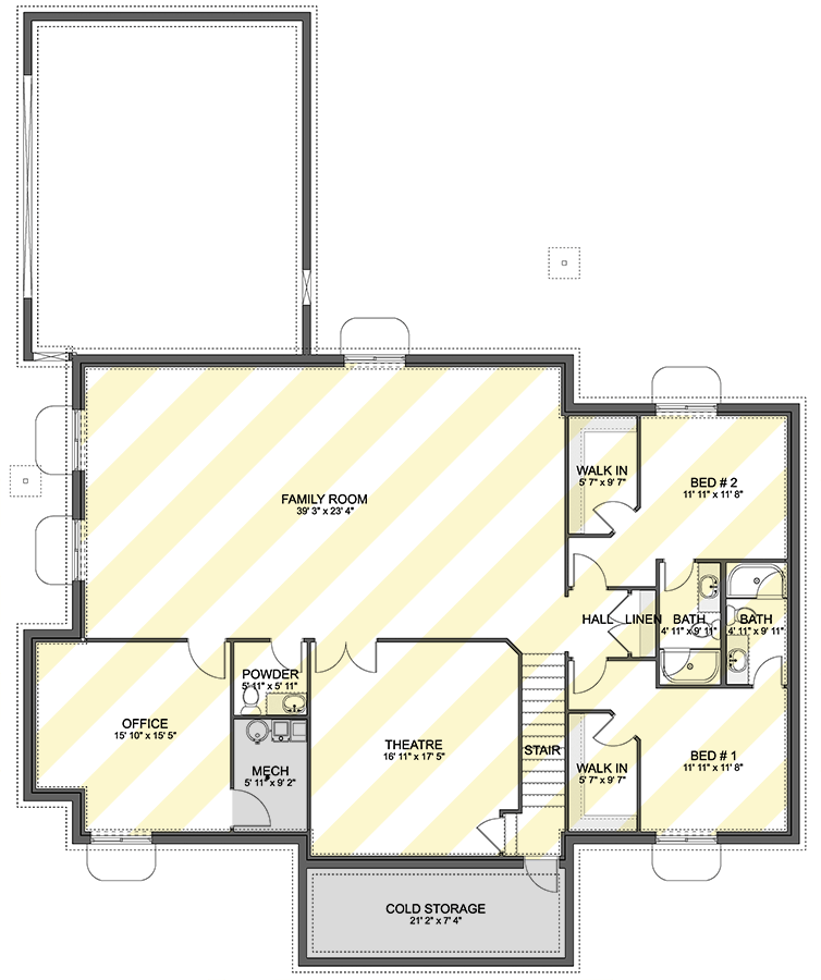 Plan 61624UT: Single-Story Shingle-Style House Plan with Vaulted Family Room - 2444 Sq Ft - Floor Plan - Optional Lower Level - Cape Cod, Coastal, Shingle