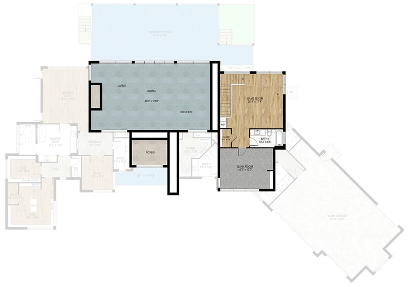 Plan 430142LY: 4-Bedroom Contemporary House Plan with Angled 4-Car Garage - 3908 Sq Ft - Floor Plan - 2nd Floor - Contemporary