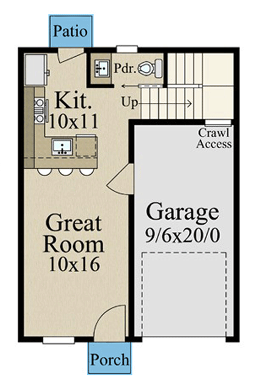 Plan 85466MS: 2-Bed Cozy Modern House Plan with Skillion Roof - 915 Sq Ft - Floor Plan - Main Level - Contemporary, Modern