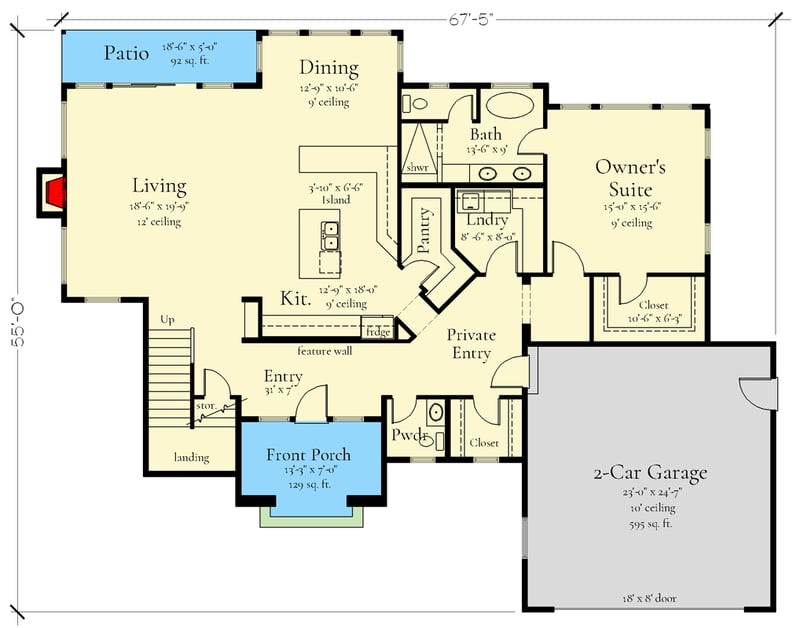 Plan 833070WAT: 4-Bed Modern Farmhouse with Spacious Great Room - 2842 Sq Ft - Floor Plan - Main Level - Contemporary, Hill Country, Modern Farmhouse, New American, Transitional