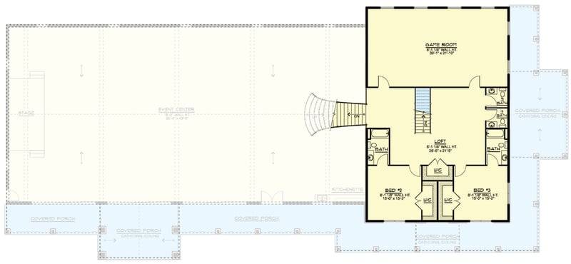 Plan 135355GRA: Two-Story Barndominium Plan with Oversized Event Room - 9800 Sq Ft - Floor Plan - 2nd Floor - Barndominium, Mountain