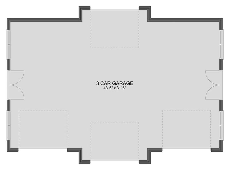 Plan 61631UT: Stand Alone Garage with 3-Car Bay - 1335 Sq Ft - Floor Plan - Main Level - Traditional