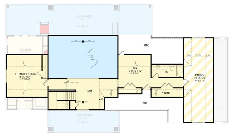Plan 12338JL: Mountain Craftsman House Plan with Two-Story Great Room and Outdoor Kitchen - Floor Plan - 2nd Floor - Country, Craftsman, Mountain, Rustic