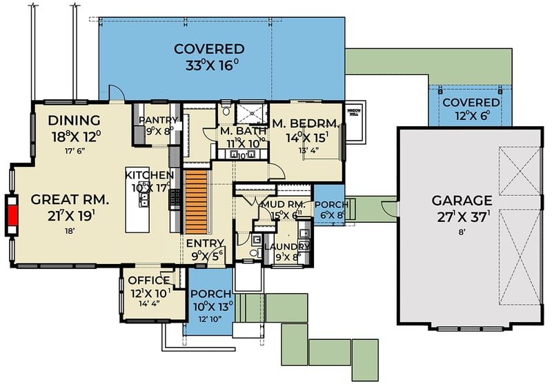 Plan 280224JWD: Modern 4 or 5-Bedroom House Plan with Golf Simulator and Activity Room - Floor Plan - Main Level - Contemporary, Modern