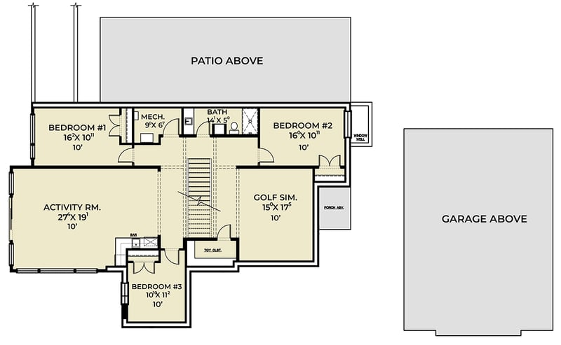 Plan 280224JWD: Modern 4 or 5-Bedroom House Plan with Golf Simulator and Activity Room - Floor Plan - Lower Level - Contemporary, Modern