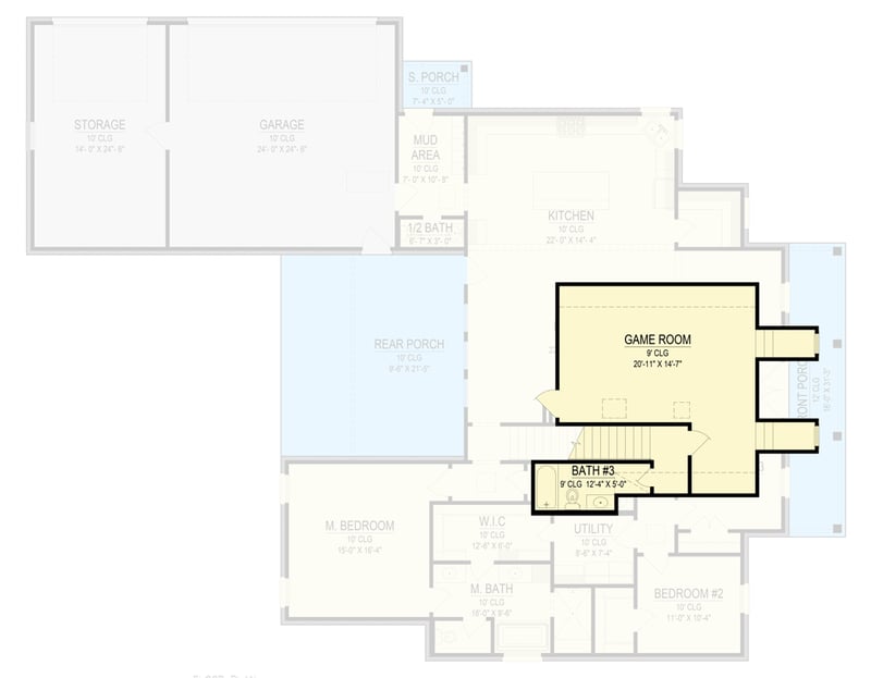 Plan 170009ADS: 3-Bed French Country House Plan with Game Room - 2856 Sq Ft - Floor Plan - 2nd Floor - French Country, Southern