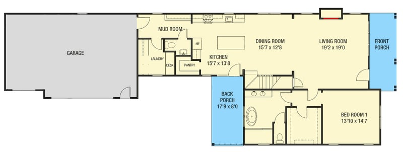 Plan 50243PH: 3 or 4 Bed Cottage House Plan with Spacious Garage - 2264 Sq Ft - Floor Plan - Main Level - Cottage, Country