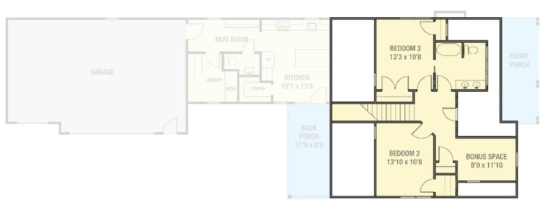 Plan 50243PH: 3 or 4 Bed Cottage House Plan with Spacious Garage - 2264 Sq Ft - Floor Plan - 2nd Floor - Cottage, Country