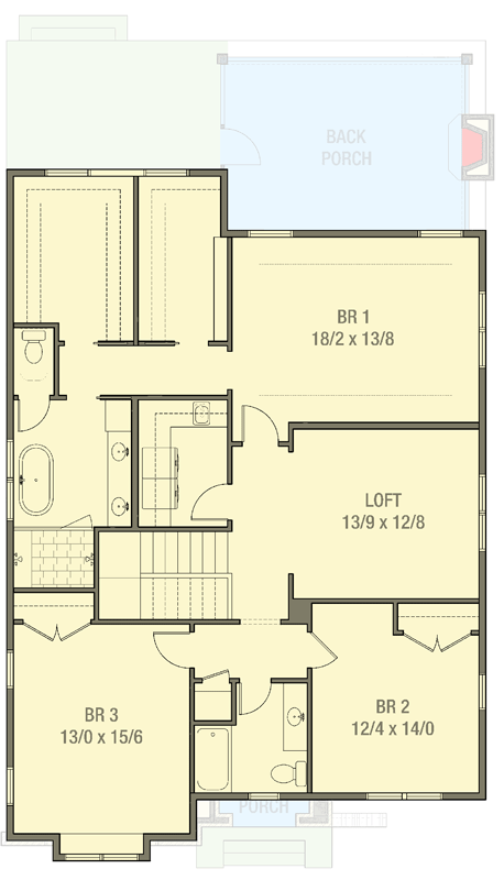 Plan 50244PH: Spacious Two-Story 4-Bedroom Transitional House Plan with Rear Porch and Mudroom - Floor Plan - 2nd Floor - French Country, Transitional