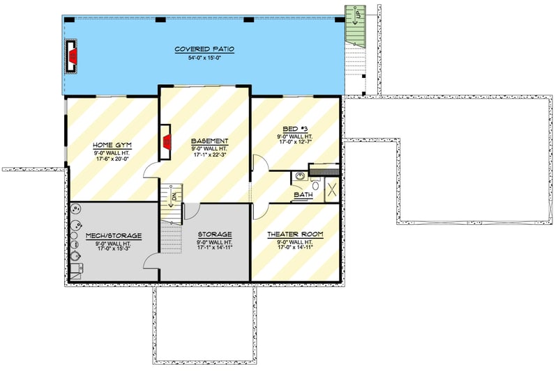Plan 135357GRA: 3-Bed Modern Mountain House Plan with Walkout Basement and Covered Outdoor Living - Floor Plan - Optional Lower Level - Contemporary, Mountain