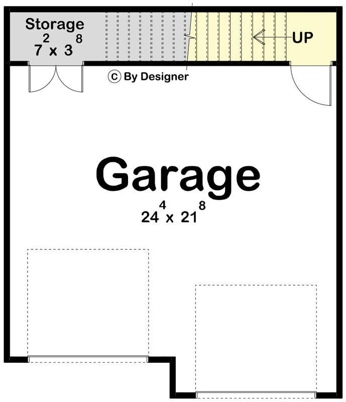 Plan 623516DJ: Contemporary Carriage House Plan with 1-bedroom - Floor Plan - Main Level - Carriage, Contemporary, French Country