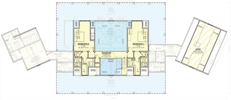 Plan 865025SHW: Modern Farmhouse with Angled Garage and Two-Story Great Room - Floor Plan -  - Country, Farmhouse, Modern Farmhouse, Ranch, Traditional, Transitional