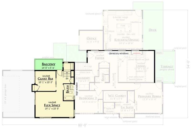 Plan 180019VNW: Modern Mountain House Plan with Vaulted Ceilings and Private Guest Room - Floor Plan - Upper Level - Modern, Mountain