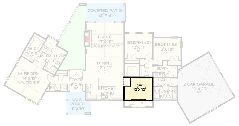 Plan 280239JWD: Transitional Modern Farmhouse with Angled Garage and Vaulted Living Room - Floor Plan - 2nd Floor - Modern Farmhouse, Transitional