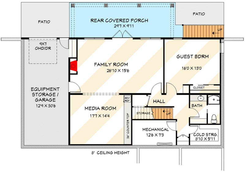 Plan 28951JJ: Modern Farmhouse-Style Lake House Plan with Loft and Walkout Basement - 2000 Sq Ft - Floor Plan - Lower Level - Optionally Finished Walkout Basement - Craftsman, Modern Farmhouse, New American, Traditional
