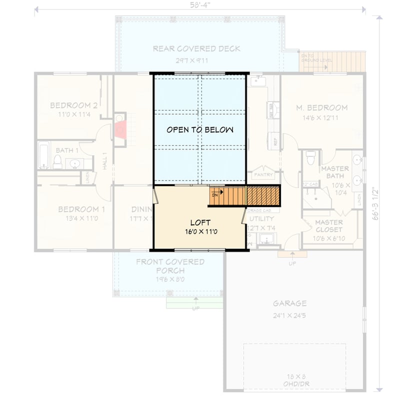 Plan 28951JJ: Modern Farmhouse-Style Lake House Plan with Loft and Walkout Basement - 2000 Sq Ft - Floor Plan - 2nd Floor - Craftsman, Modern Farmhouse, New American, Traditional