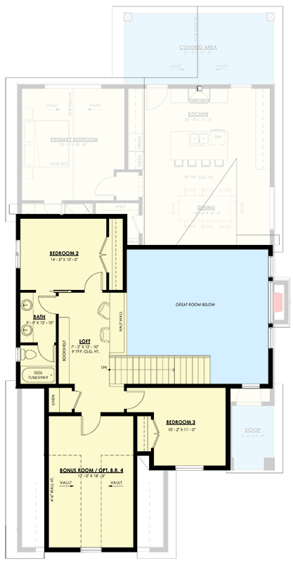 Plan 270118AF: 2-Story Transitional-Style European Cottage Plan with 1st Floor Master - 2470 Sq Ft - Floor Plan - 2nd Floor - Contemporary, Cottage, European, Transitional