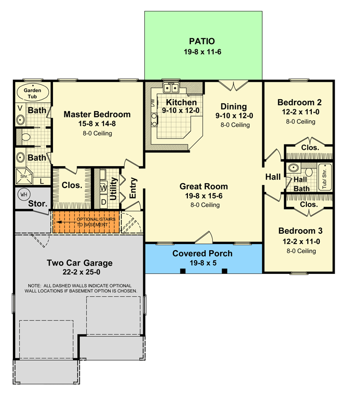 Plan 51229MM: Bright One-Story Farmhouse Plan with 3 Beds and Open Living Design - Floor Plan - Main Level - Country, Farmhouse, Ranch