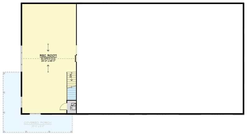 Plan 135361GRA: Expansive 1-Bedroom Barndominium Home with Oversized 4-Car Garage and Dual Porches - Floor Plan - 2nd Floor - Barndominium