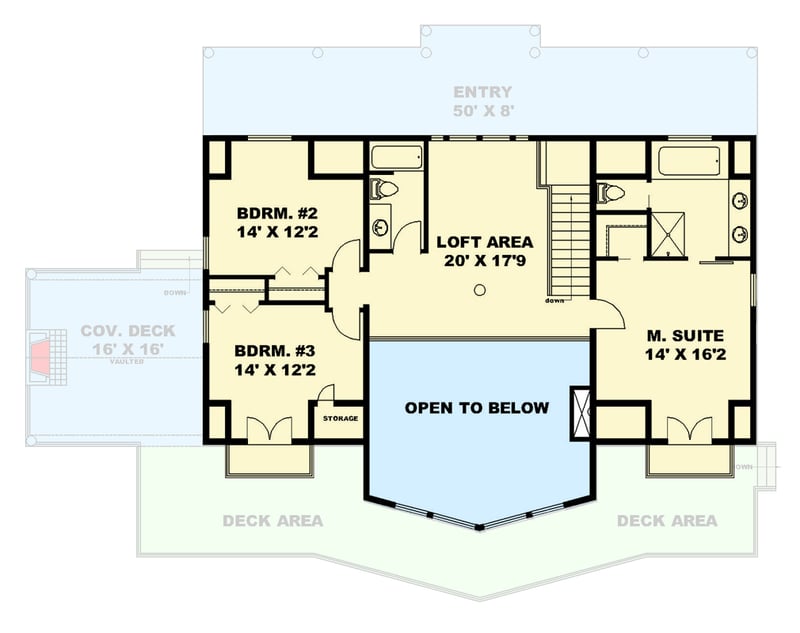 Plan 350145GH: Elegant Rustic Mountain House Plan with Wrap-Around Porch and Loft - Floor Plan - 2nd Floor - Mountain
