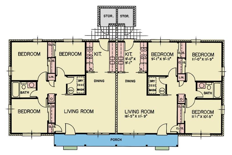 Plan 25900GE: Spacious Duplex with Modern Charm and Ample Storage - Floor Plan - Main Level - Ranch