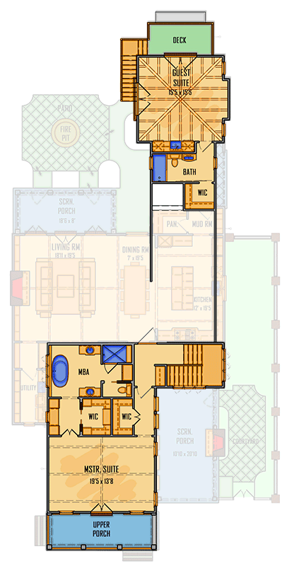 Plan 510259WDY: Charming Two-Story Southern Traditional with Courtyard and Stacked Porches - Floor Plan - 2nd Floor - New Orleans, Southern, Southern Traditional