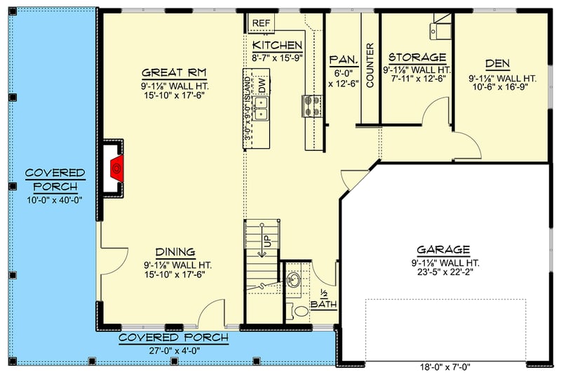 Plan 135366GRA: Modern Farmhouse Charm with Spacious Design and Wraparound Porch - Floor Plan - Main Level - Modern Farmhouse, Mountain