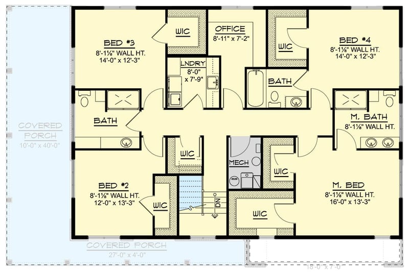 Plan 135366GRA: Modern Farmhouse Charm with Spacious Design and Wraparound Porch - Floor Plan - 2nd Floor - Modern Farmhouse, Mountain