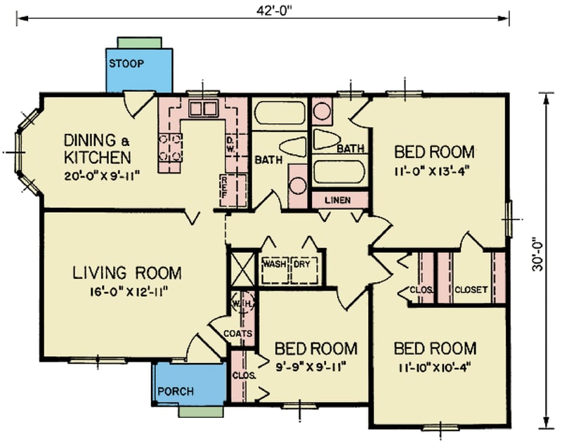 Plan 25905GE: Charming Craftsman Ranch Home with Cozy Layout - Floor Plan - Main Level - Craftsman, Ranch, Traditional