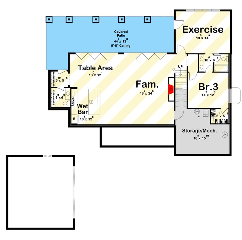 Plan 623526DJ: Spacious Farmhouse with Two-Story Great Room and Detached Garage - Floor Plan - Optional Lower Level Layout ($$$ Paid Option) - Farmhouse