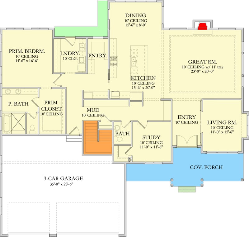 Plan 490142NAH: Luxurious Modern Farmhouse with Home Theater and 3-Car Garage - Floor Plan - Main Level - Modern Farmhouse, New American