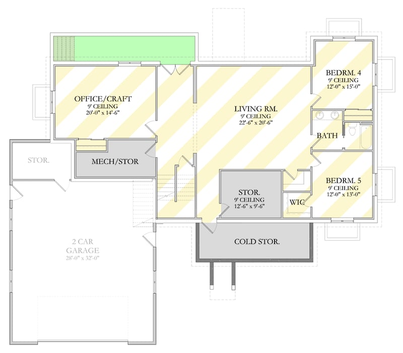 Plan 490143NAH: Expansive 3-Bedroom Craftsman Home Plan with Attached Garage - Floor Plan - Optional Lower Level - Craftsman, New American
