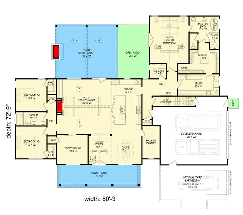 Plan 680571VR: Inviting Modern Farmhouse with Spacious Bonus Room and Outdoor Comfort - Floor Plan - Main Level - Modern Farmhouse, New American
