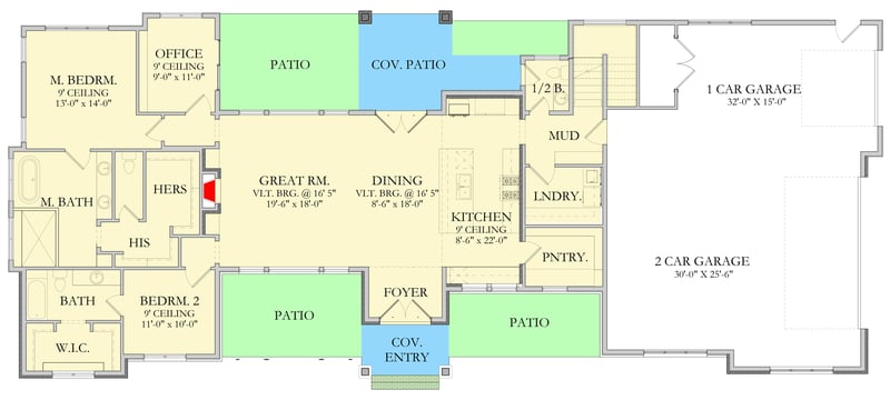 Plan 490145NAH: Stunning 4-Bedroom Modern Farmhouse Plan with Finished Bonus Room - Floor Plan - Main Level - Modern Farmhouse, New American